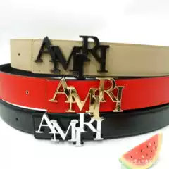 3.8cm Black and Red Apricot Double-Sided Belt with Lychee Pattern, 18 Styles Available, Letter Buckle, Versatile and Simple, Waist-Cinching