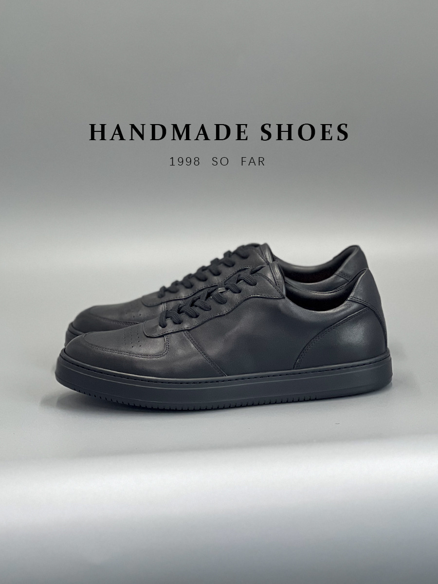 Giày sneaker nam da bò lớp đầu tiên đế bằng đệm khí cổ điển dễ phối — Màu nâu, Màu đen, Màu trắng