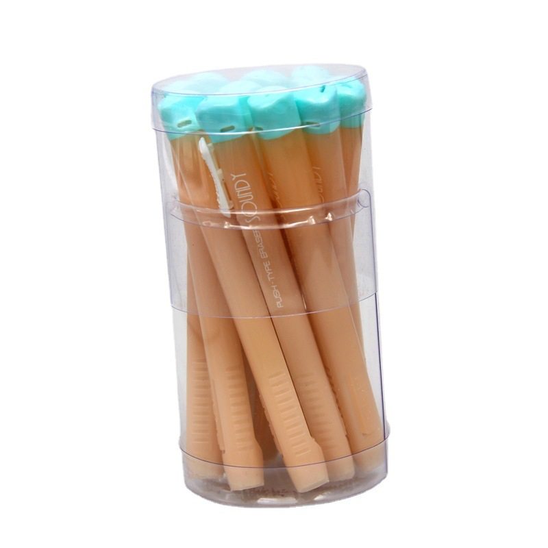 New Generation Creative Portable Solid Color Retractable Eraser for Primary School Students Cute Triangle Push-Pull Long Pen Eraser