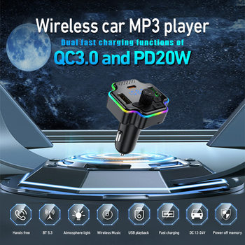 P25 cross-border car Bluetooth MP3 hands-free call new car FM transmitter QC3.0 PD20W dual fast charge