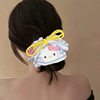 Korean Kt Cat Bow Scrunchie Hair Tie Refreshing Blue Striped Large Hair Ring Bun Hair Band