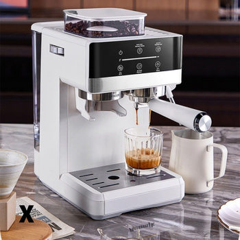 New Coffee Machine with Integrated Grinder, Italian Semi-Automatic Household Hot and Cold Dual-Extract Milk Frother, Manual Pump Type