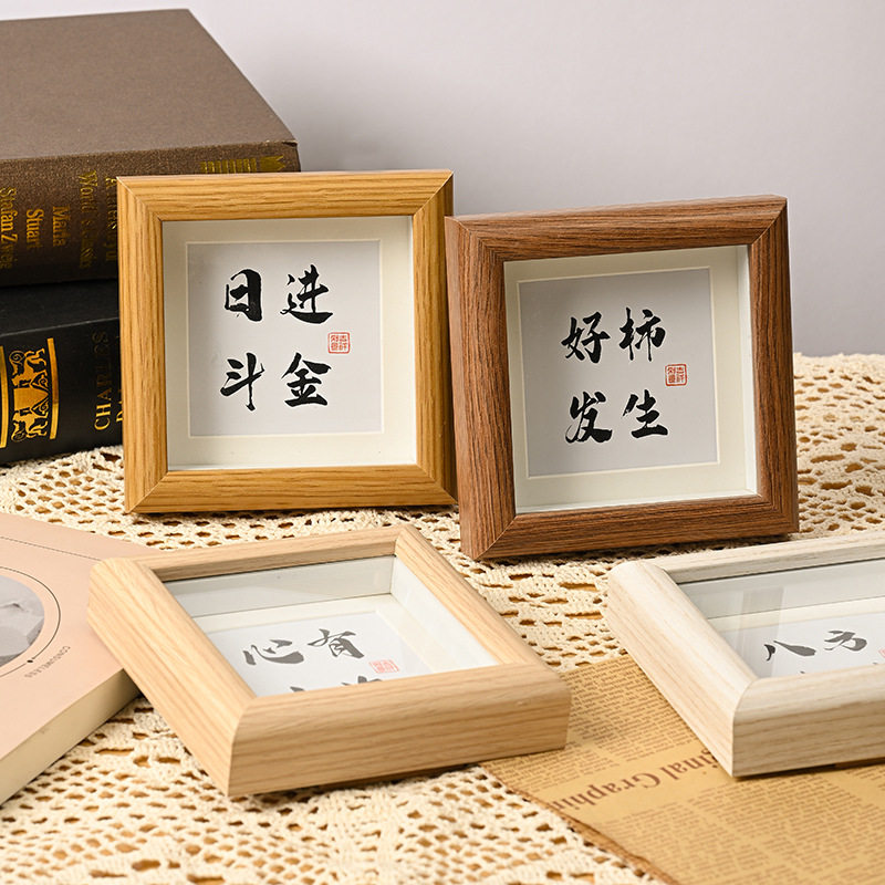 Wooden photo frame table modern simple square small photo frame manufacturers wholesale handmade new house calligraphy desktop ornaments