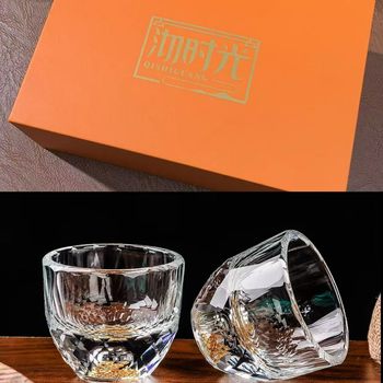 Cross-Border Handmade 24K Gold Foil New Chinese Style Storage Gift Box Crystal Master Cup White Wine Cup