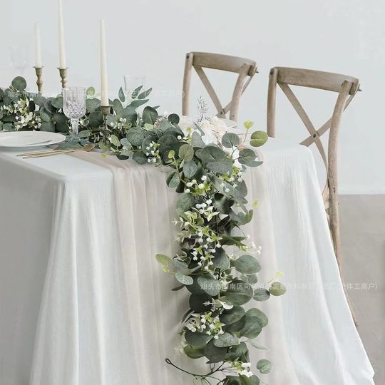 Cross-border Simulation Rattan Eucalyptus Money Leaf Fake Flower Vine Green Plant Pendant Christmas Vine Decoration Home Handmade Ornaments