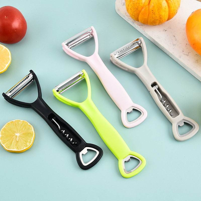 Peeler Peeling Knife Double-sided Three-in-one Kitchen Gadget Multi-functional Plastic Fruit and Vegetable Melon Planer Factory Direct Sale