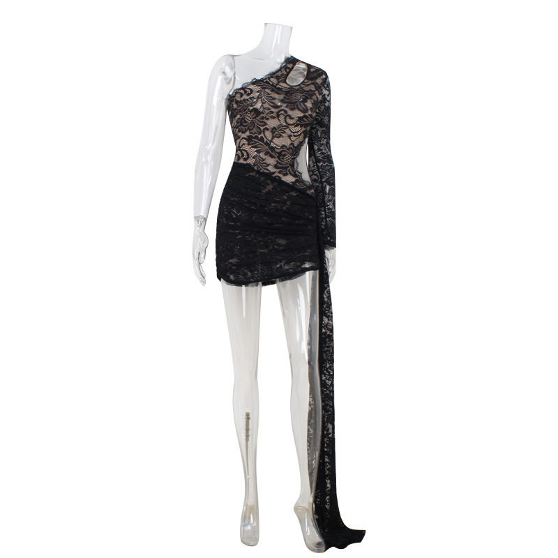 Lace Bodycon Dress Asymmetrical Neckline Slim Fit Sexy Style Perfect for Red Carpet Events Wholesale Available