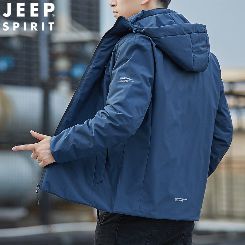 JEEP SPIRIT down jacket men's short all-match down jacket winter fashion hooded jacket trendy HL7174