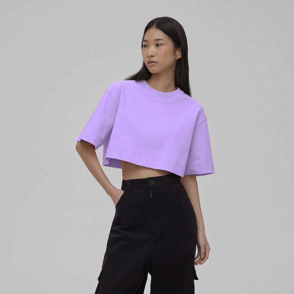 Womens Short Sleeve T Shirt Solid Color Y2K Style Cotton Fabric Casual Spring Summer Wear Wholesale Available