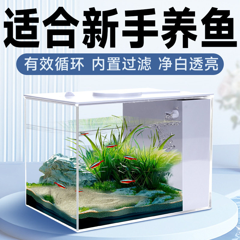 Desktop Fish Tank Aquarium Turtle Tank Goldfish Tank Creative Living Room Small Fish Tank Water Free Landscape Ecological Fish Tank