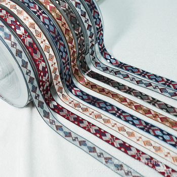Factory Direct Sales 1.4-1.6cm Ethnic Style Jacquard Webbing Domestic Export Clothing Clothing Home Clothing Accessories