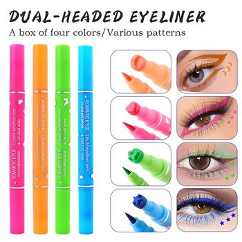 New Colorful Double-Ended Butterfly Seal Eyeliner Waterproof and Non-Smudged Novice Heart Embellished Eye Corner and Tail Eyeliner