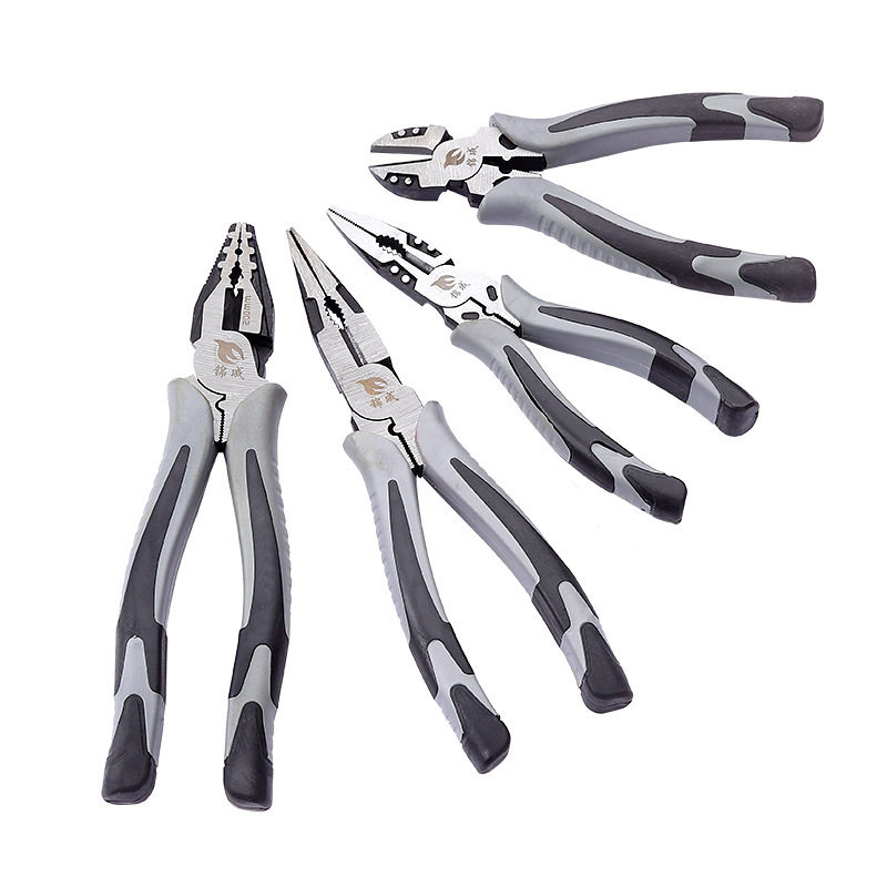 厂家定制黑灰柄钢丝钳尖嘴钳斜口钳多功能五金工具电工维修钢丝钳