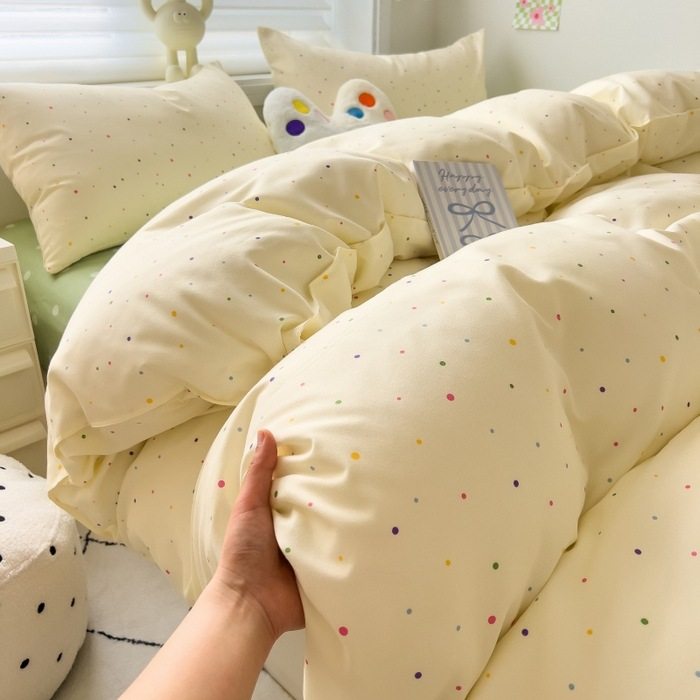 Class a Ins Style Plant Cashmere Student Dormitory Thickeneded Brushed Washed Cotton Skin-Friendly Cotton Four-Piece Set Single Quilt Cover