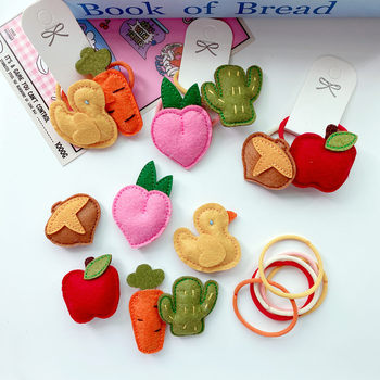 Autumn and Winter Fabric Duck Apple Children's Hair Accessories High Elastic Rubber Tendons Baby Ponytail Girls' Accessories