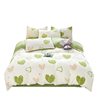 Small fresh double-layer yarn four-piece bedding wash cotton bed sheet quilt cover mother and infant grade bed hat dormitory three-piece set
