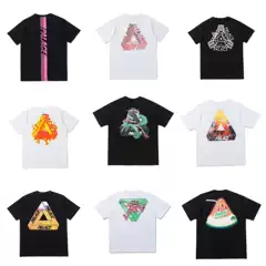 26 Cross-Border Foreign Trade European and American Trendy Brand Palace Triangular Double Yarn Printed High-Quality Casual Short-Sleeved T-Shirt for Men and Women t