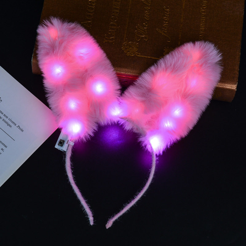发光发箍头饰狐狸毛猫耳朵头箍春节地摊夜市摆摊小商品玩具批发