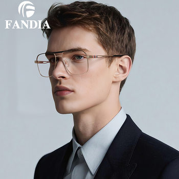 91370 Cross-Border Fashion Men's Anti-Blue Light Glasses Slingshot Gold Wire Frame Metal Export Optical Glasses Can Be Equipped with Glasses