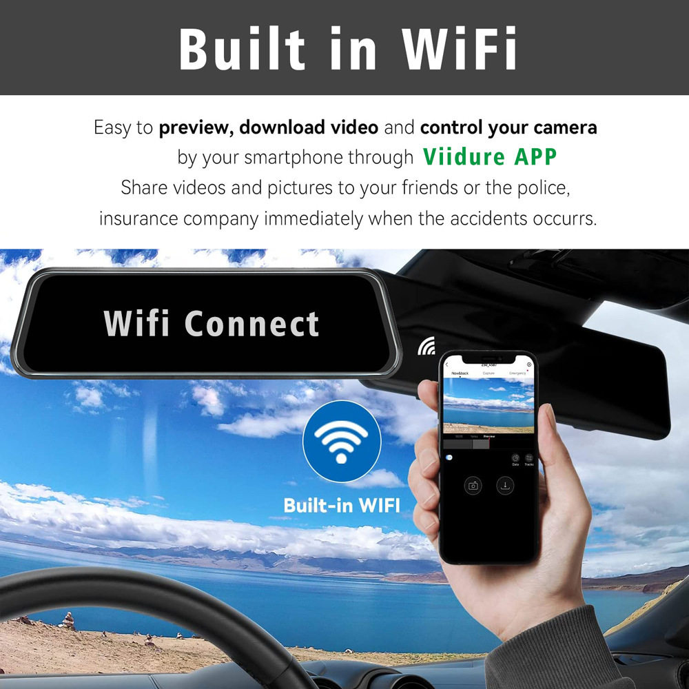 10-Inch 4K Full-Screen Dual Recording Car Dvr Driving Recorder Hd Supports Wifi Gps Dual-Lens Recorder