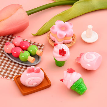 Girl's Heart Cherry Blossom Macaron Dessert Cake Cream Glue Diy Refrigerator Sticker Hairpin Haircord Resin Accessories