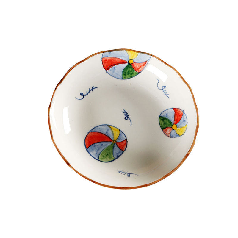 Jiutian Burned Ceramic Plate High Color Value Hand-painted Festive Colorful Ball Snack Dish Underglaze Colorful Front Dish Japanese Tableware