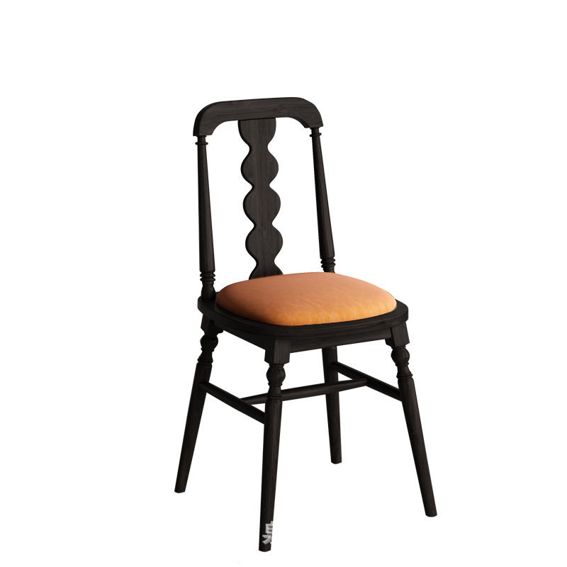 法式实木餐桌家用小户型中古风饭桌黑色桌子侘寂风美式乡村别墅桌