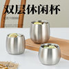 304 Stainless Steel Double-Layer Cup Kidsren's Insulated Anti-Scalding Restaurant Small Tea Cup Small Wine Cup Coffee Cup Water Cup Beer Cup