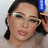 Kedun Steel Leather European and American Style Triangular Cat-Eye Metal Eyeglass Frames 2022 New Model Anti-Blue Light Non-Prescription Glasses Can Be Fitted with Prescription Lenses