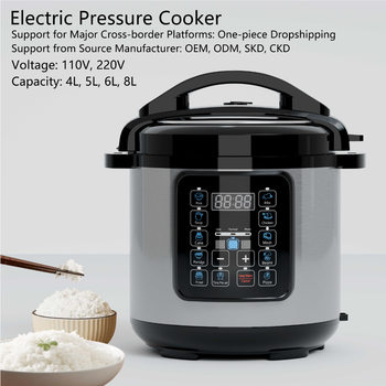 6L Electric Pressure Cooker for Home Use, 1000W Stainless Steel Rice Cooker, Cross-Border 110V/220V, One-Piece Drop Shipping Rice Cooker