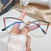 Cross-Border Women's Cat-Eye Computer Glasses Anti-Blue Light Myopia Glasses Frame Metal Two-Color Retro Personalized Trendy Glasses Frame