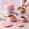Sanrio Ceramic Fresh-keeping Bowl suit Three-piece Set Cartoon Cute Sealed Lid Large Capacity High Color Value Lunch Box New