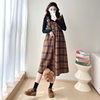 Maternity 2024 Autumn and Winter New Sweet All-match Plaid Woolen Vest Base Knitted dress Two-piece Set