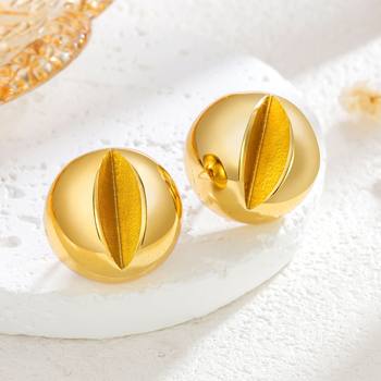 European and American personality exaggerated design open ball earrings fashion trend cross-border earrings open hazelnut titanium steel earrings