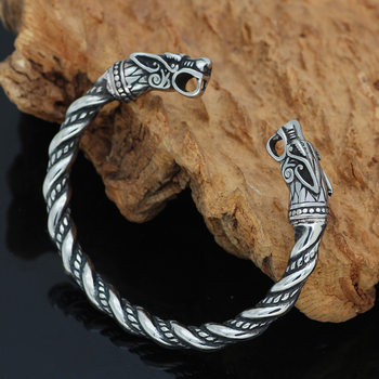 Retro Trendy Personality Aggressive Open Bracelet European and American Ins Fashion Double Dragon Bamboo Twist Bracelet