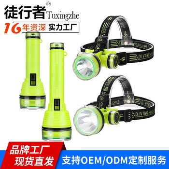 Underwater Special Diving Flashlight Catching Fish Waterproof Strong Light Charging Headlight Super Bright Head-Mounted Miner's Lamp Yellow Light