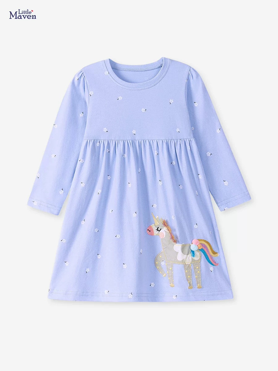 New Kids' Dress Wholesale, Cartoon Long-sleeve Girls' Dress, Autumn Cute Kids' Skirt