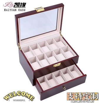 In stock wholesale red bright baked paint 20-bit double-layer watch box jewelry jewelry storage box wooden watch box