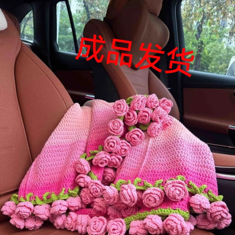 Finished Product: Woolen Knitted Handmade Crochet Flower Blanket, Summer Throw Blanket, Finished Product, Free Shipping, Wholesale Delivery