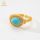 Longfeng Turquoise S925 посеребренное кольцо из 18-каратного золота с натуральным бирюзовым денье, женское кольцо класса люкс с высоким освещением mini 6