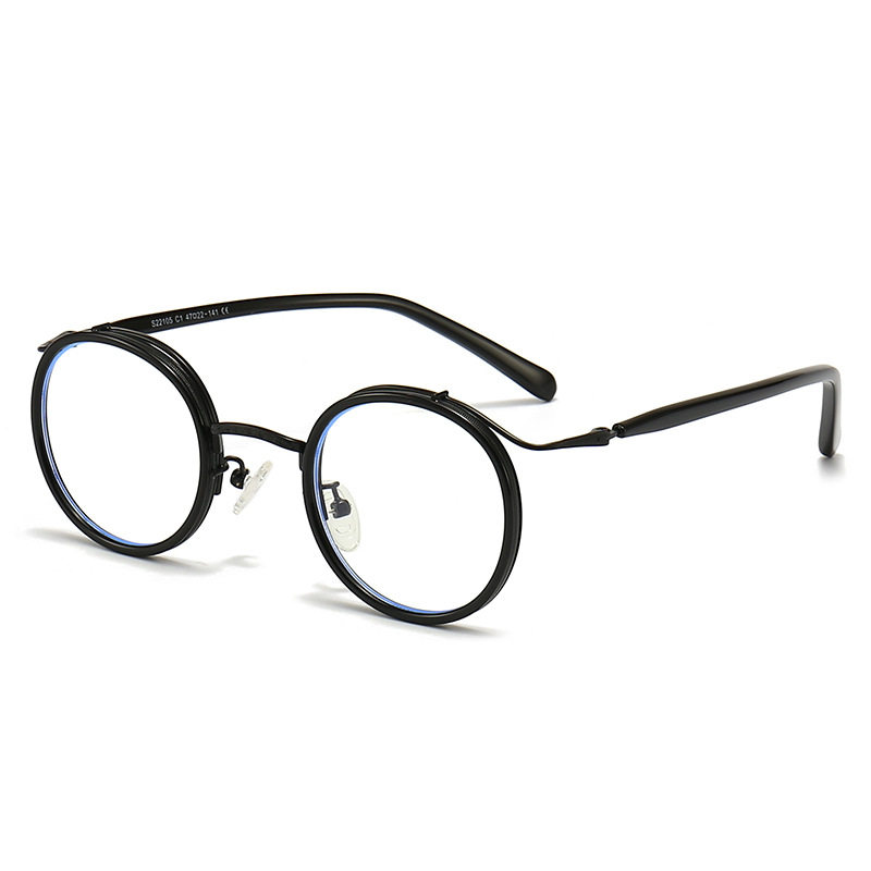 New fashion trend retro Japanese round frame glasses frame men's and women's TR90 transparent plain anti-blue light glasses frame