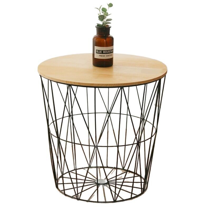 Wrought Iron Bedside Table Multifunctional Storage Basket Side Table Bedroom Small Table Small Apartment Coffee Table Laundry Basket Can Accommodate People