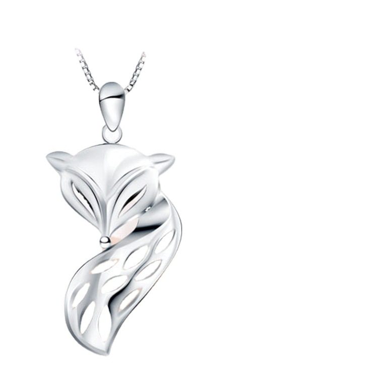 New Fox Pendant Plated S925 Sterling Silver Necklace Women's Hollow Silver Jewelry Korean Fashion Personalized Accessories