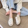 2024 Summer New Style Woven Flat Fisherman Shoes Female Student Half-drag One-step Lazy Shoes Casual Toe-toe Drag