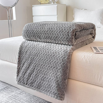 Cross-Border Spot Wheat Ear Solid Color Jacquard Blanket Flannel Blanket Thickened Throw Blanket Gift Blanket Office Nap Blanket