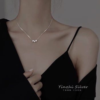 New Simple and Fresh Handmade Plain Geometric Square Pendant on Necklace Design Sense Short Necklace Clavicle Chain Gift for Women