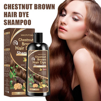 Cross-Border Exclusive Hair Dye Shampoo Cleans and Smoothes Hair, Covers Gray Hair, Chestnut Brown Dyeing Shampoo