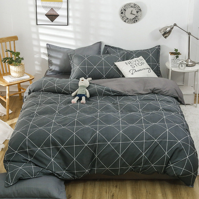 Wholesale sanding entity simple wind four-piece Aloe Vera quilt cover sheets three-piece student dormitory gift spot