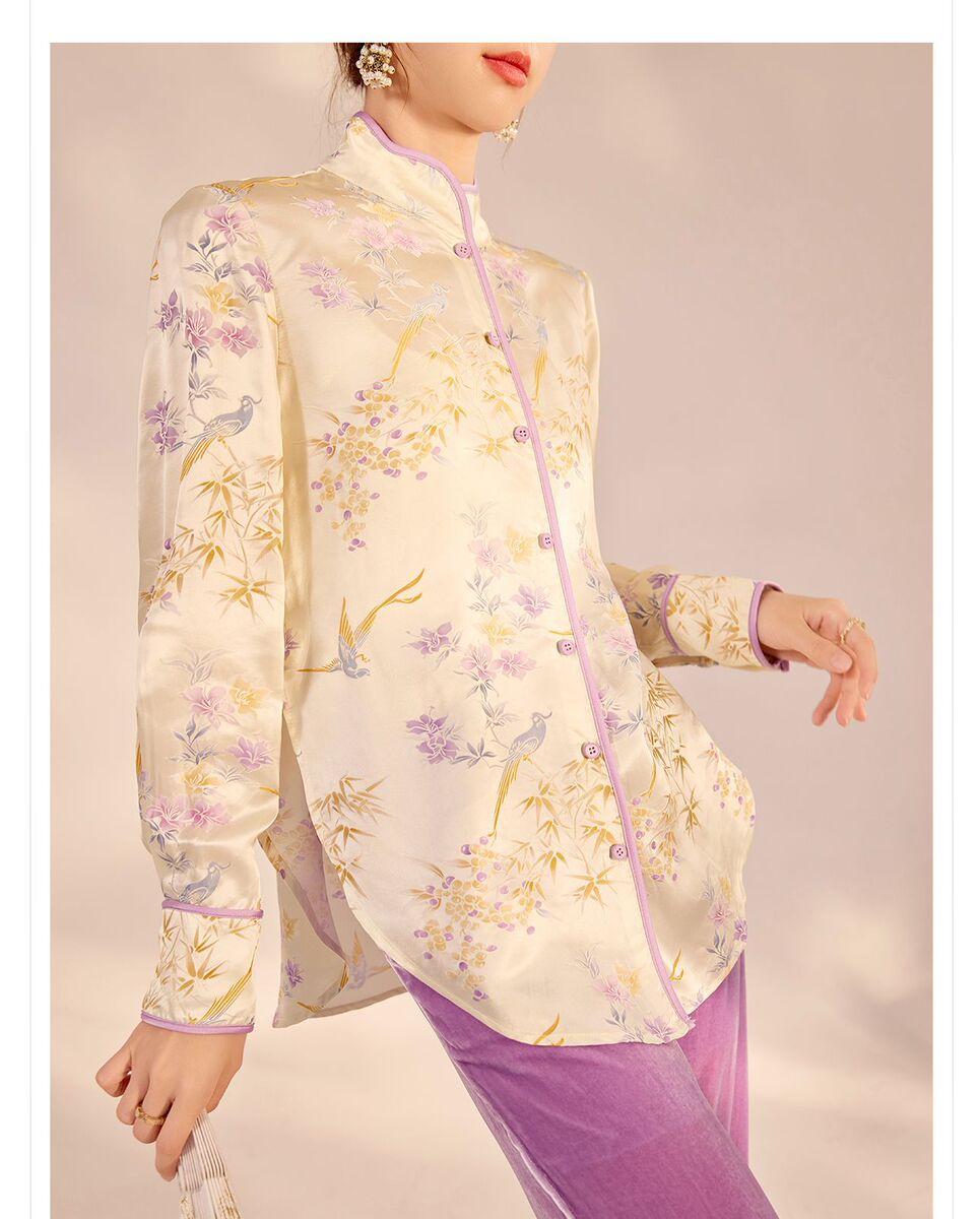 Set áo vest gile và sơ mi nữ cổ đứng thêu hoa kèm quần dài — quần dài, áo ghi lê, áo sơ mi
