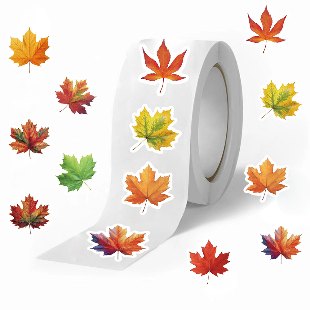 500 sheets/roll roll roll paste cross-border hot tape cartoon maple leaf paste hand account material decorative envelope sealing sticker